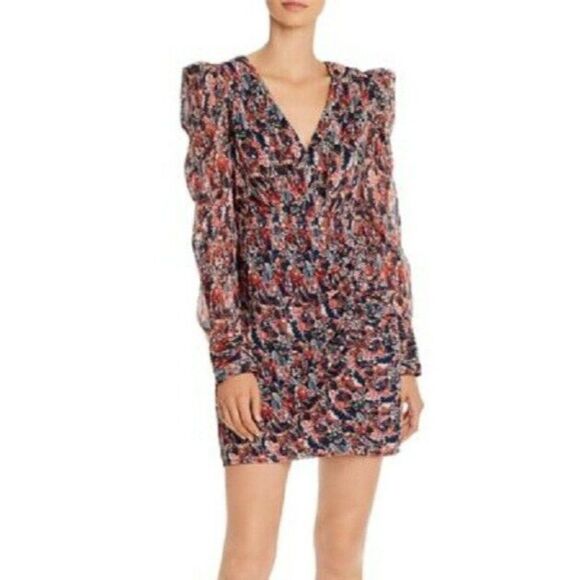 AQUA Abstract Feather V-neck Multi-Color Dress Women's. Size Medium. NWT $128. - Picture 1 of 7